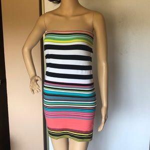 Multicolored striped tube dress